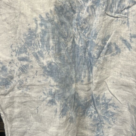 Magaschoni Cloudy Tie Dye‎ Dress M Blue White Frayed Raw Hem Boho Cuffed Short - Picture 3 of 10